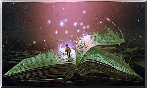 Man standing in a magic book