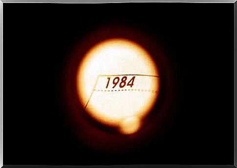 The year 1984 in a circle of light