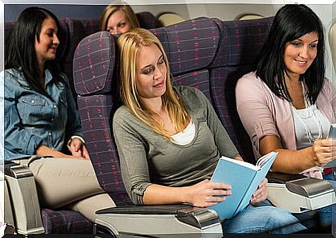 Girls Sitting In The Plane Together