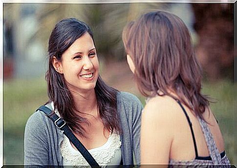 Two women having a friendly conversation