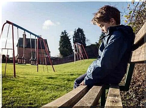 Little boy is alone in the playground