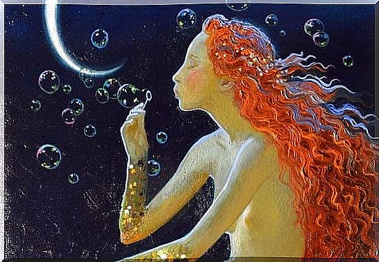 Mermaid blowing bubbles