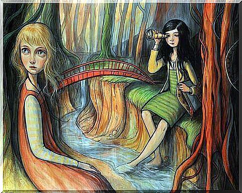 Recognizing Envy: Two Girls In A Forest, One Has Binoculars