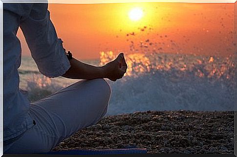 Meditate on the beach at sunset thanks to the knowledge from books about meditation