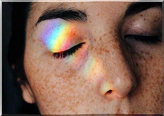 Woman With Rainbow On Her Eye