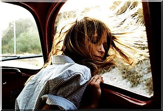 Girl Hanging Her Head Out Of The Car Window