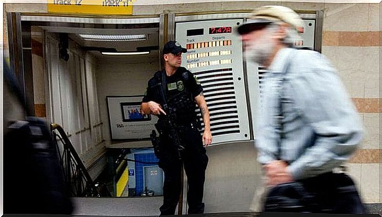 Security guard at the subway