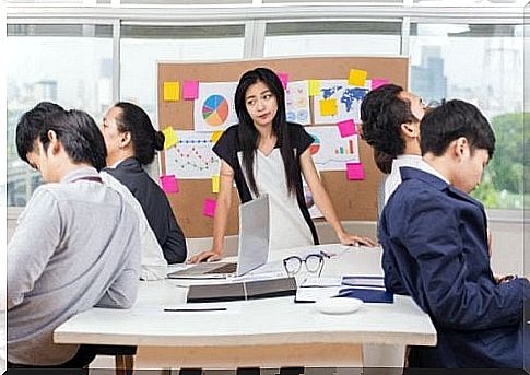 Woman during meeting