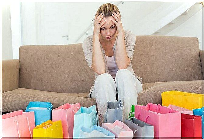 Woman who suffers from a shopping addiction that prevents her from shopping