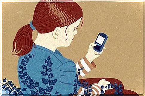 Girl with her cellphone